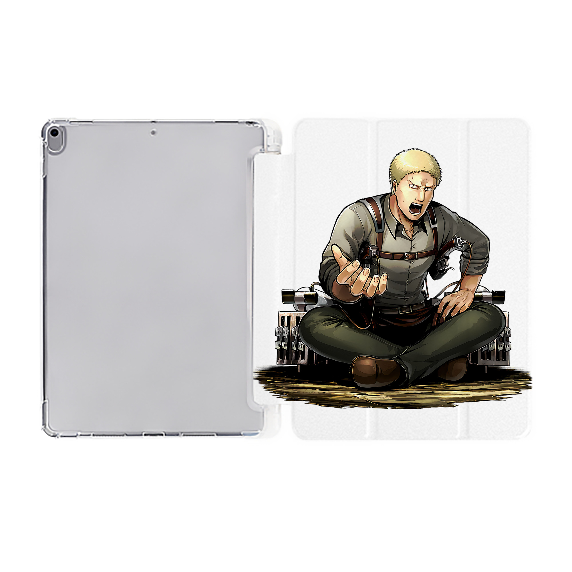 （画像用） 進撃の巨人 ライナー・ブラウン Attack on Titan Reiner Braun IPad ケース ペン収納付き 三つ折りスタンド PUレザー×シリコン 対応機種9.5/10.5/10.9インチ